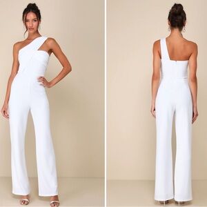 Lulus White One-Shoulder Jumpsuit XS NWT